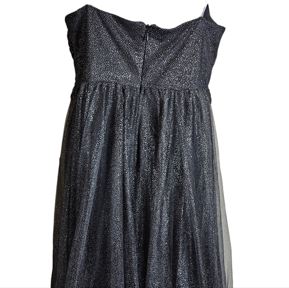 Ever Pretty Black Glittery Tulle Maxi Gown Size 4XL Spaghetti Strap Formal Dress - Picture 12 of 16